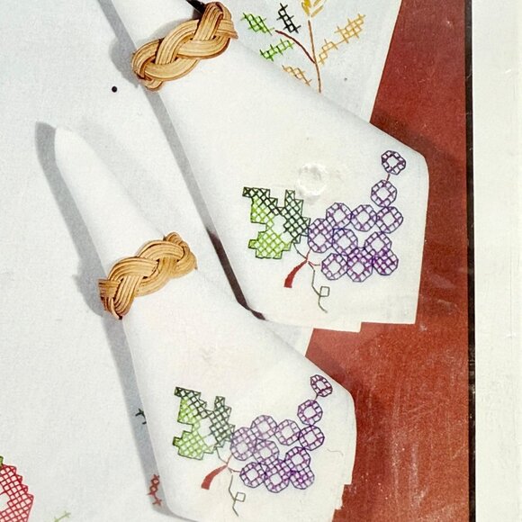 Bucilla Autumn Harvest Stamped Cross-Stitch Kit/Set Of 8 Napkins - Picture 3 of 8